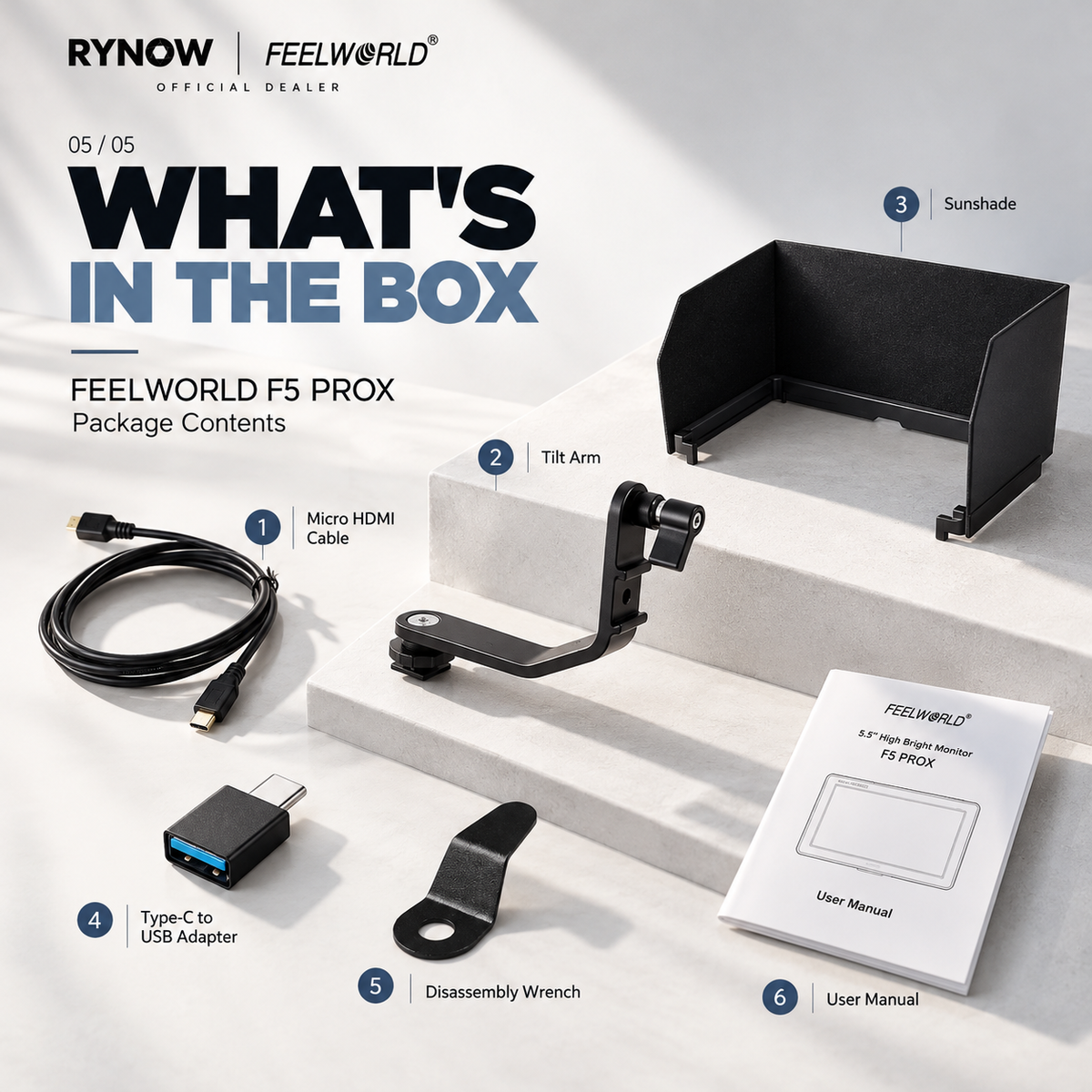 FEELWORLD F5 PROX 5.5-Inch Camera Monitor, 1600 Nits, 4K HDMI