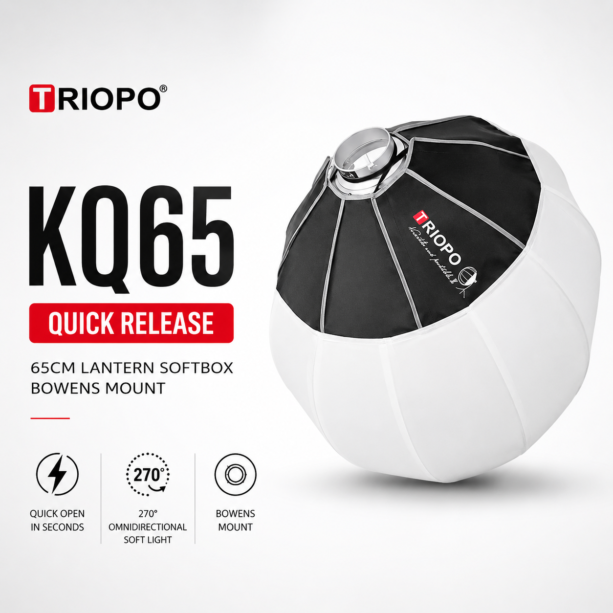 TRIOPO KQ65 65cm Lantern Softbox Quick Release Bowens Mount Photography Soft Light