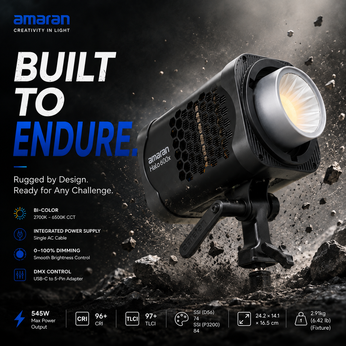 Amaran Halo 600x Bi-Color COB LED Light | 600W Professional Studio Light