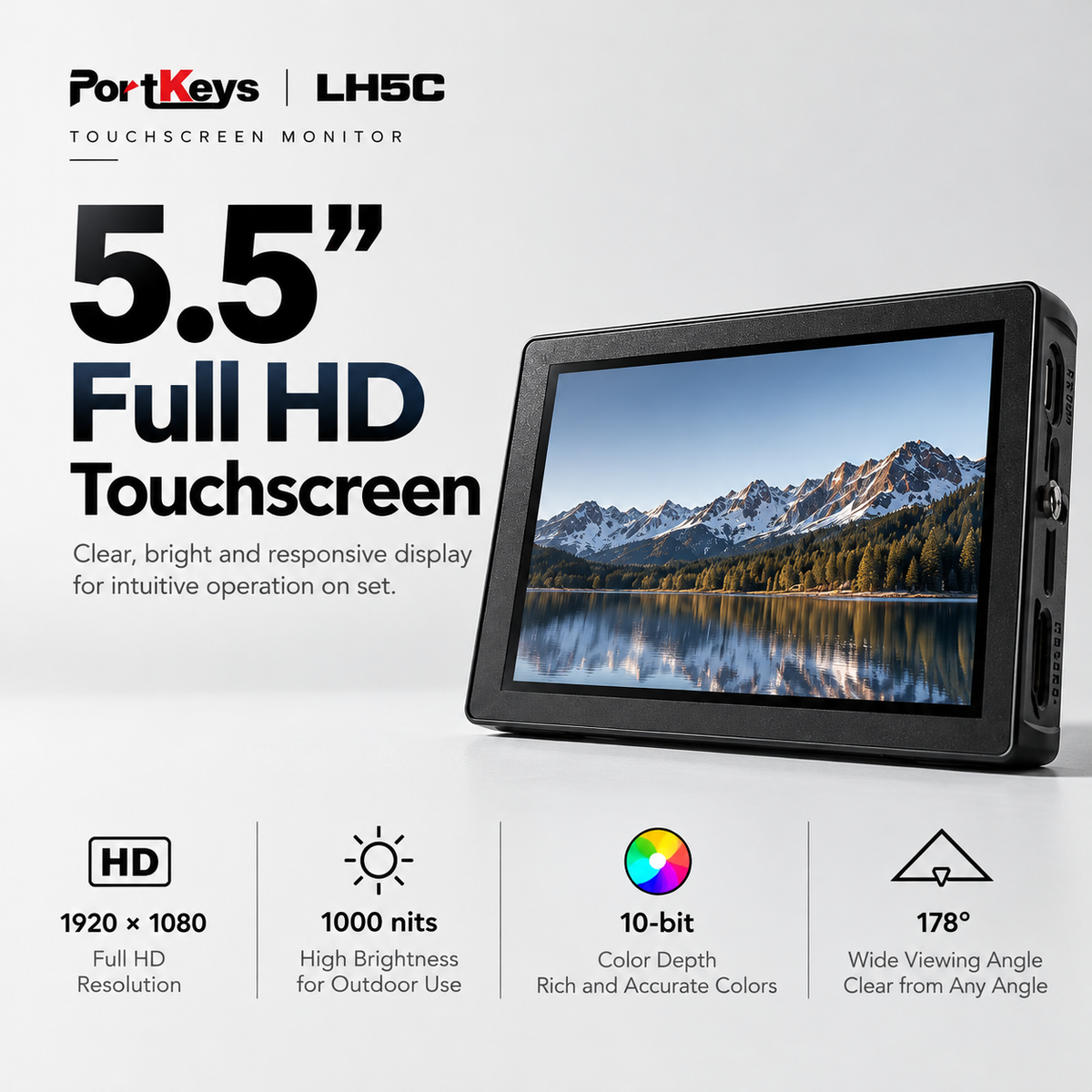 PortKeys LH5C 5.5" 4K HDMI Touchscreen Camera Monitor with Wired Camera Control