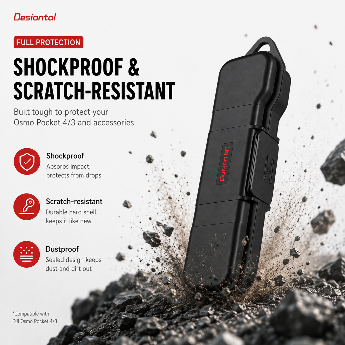 Desiontal PC01 Protective Case for DJI Osmo Pocket 4 / Pocket 3 | Hard Shell Storage Case