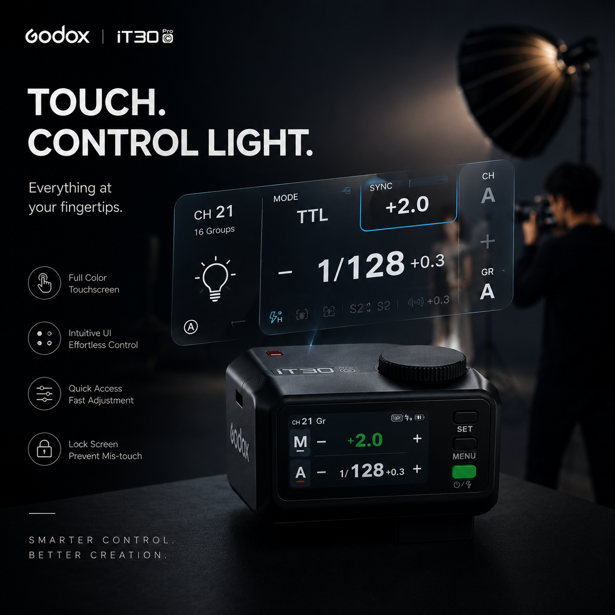 Godox iT30Pro - HSS 1/8000s, Wireless, Ultra-Compact