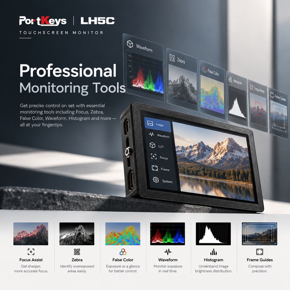 PortKeys LH5C 5.5" 4K HDMI Touchscreen Camera Monitor with Wired Camera Control