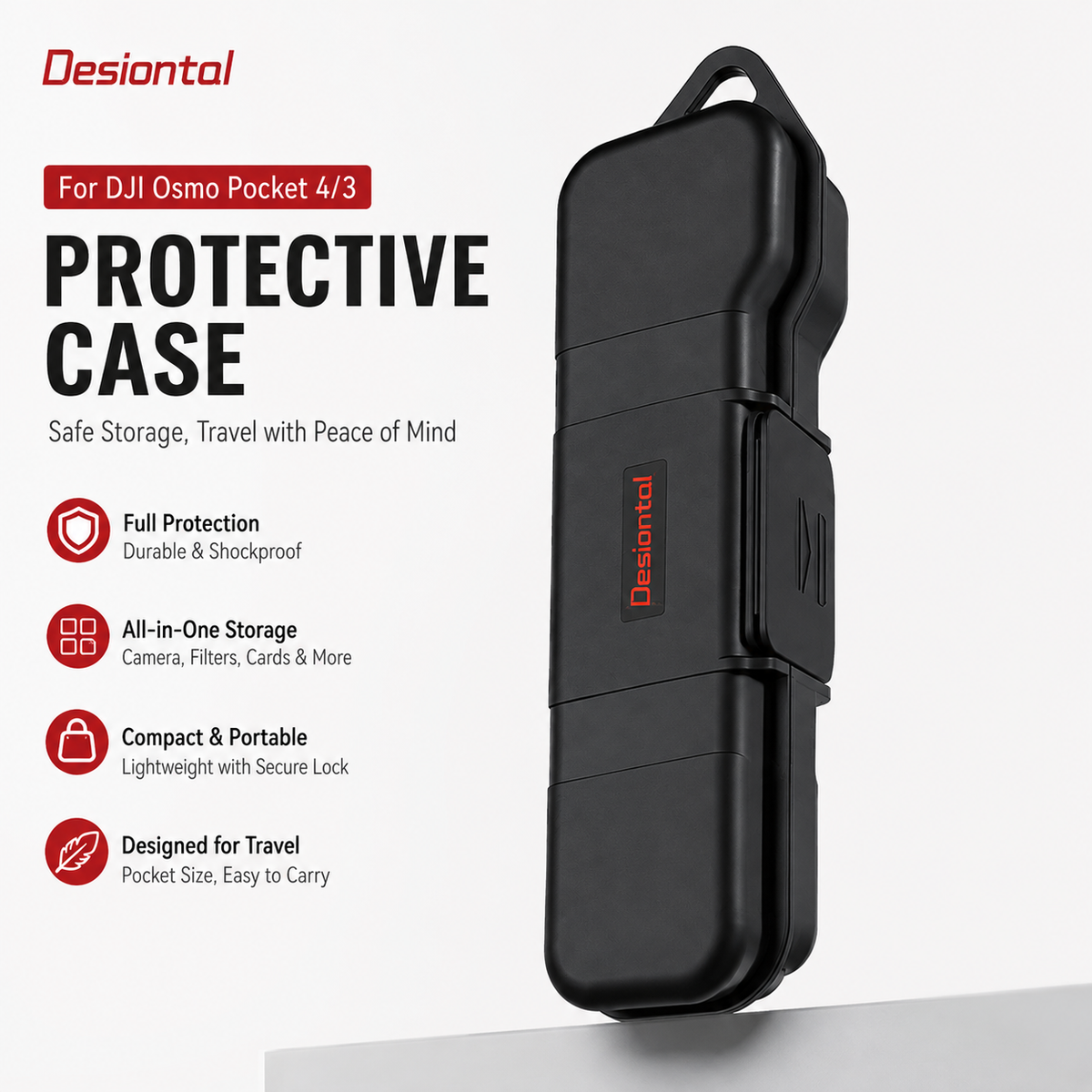 Desiontal PC01 Protective Case for DJI Osmo Pocket 4 / Pocket 3 | Hard Shell Storage Case