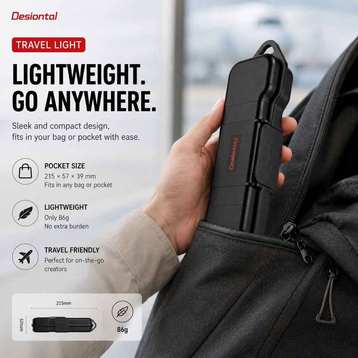 Desiontal PC01 Protective Case for DJI Osmo Pocket 4 / Pocket 3 | Hard Shell Storage Case