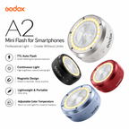 Godox A2 Smartphone Xenon Flash TTL HSS 1/8000s Magnetic Flash with Bi-Color LED Light