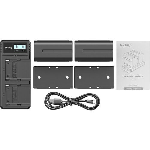 SmallRig NP-F970 Battery & Dual Charger Kit 3823 7800mAh 2-Pack with LCD Display USB-C