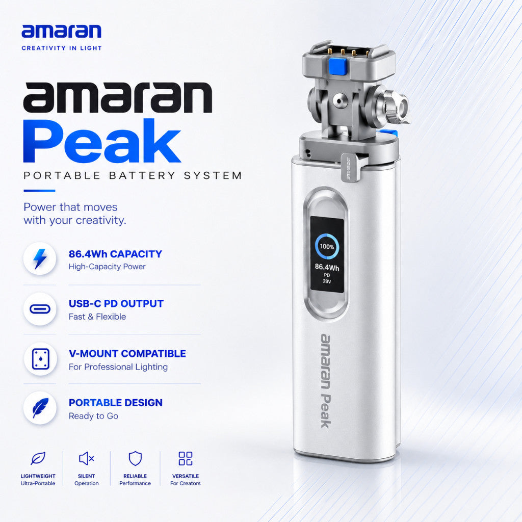 amaran Peak 86.4Wh Portable Battery System 170W USB-C PD Fast Charging Ace E-Lock Cable-Free Power Mount Anywhere