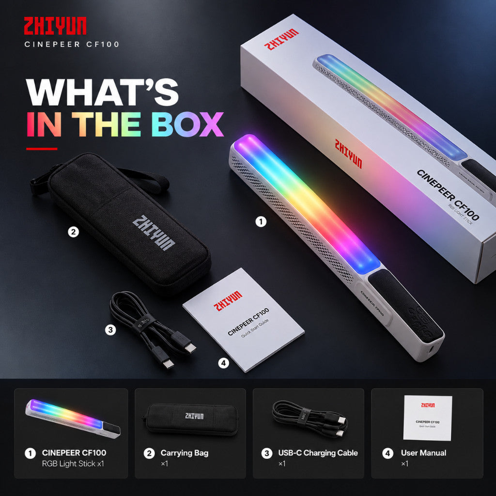 ZHIYUN CINEPEER CF100 100W RGB Light Stick Portable with Built-in Battery