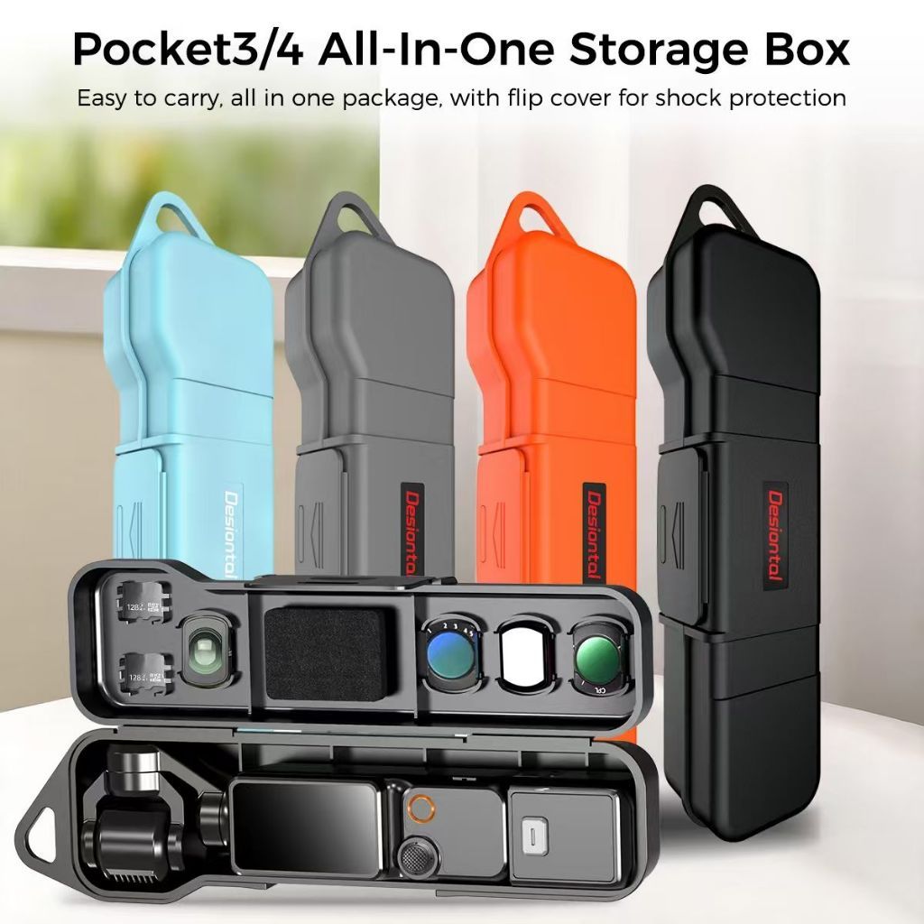 Protective Storage Case for DJI Osmo Pocket 4/3, Shockproof All-in-One Carrying Case with Magnetic Filter Storage