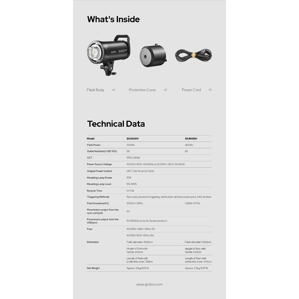 Godox SK400III — Studio Strobe | 400Ws, 10W LED Modelling Lamp, 2.4G Wireless