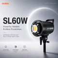 Godox SL60W LED Video Light 60W COB Continuous Studio Light Bowens Mount CRI95+ for Photography