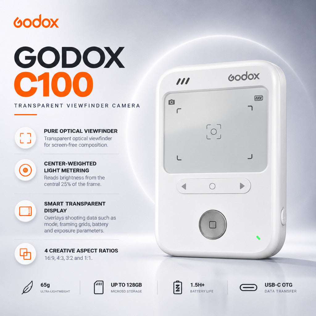 Godox C100 Transparent Viewfinder Camera Pure Optical Viewfinder Center-Weighted Light Metering