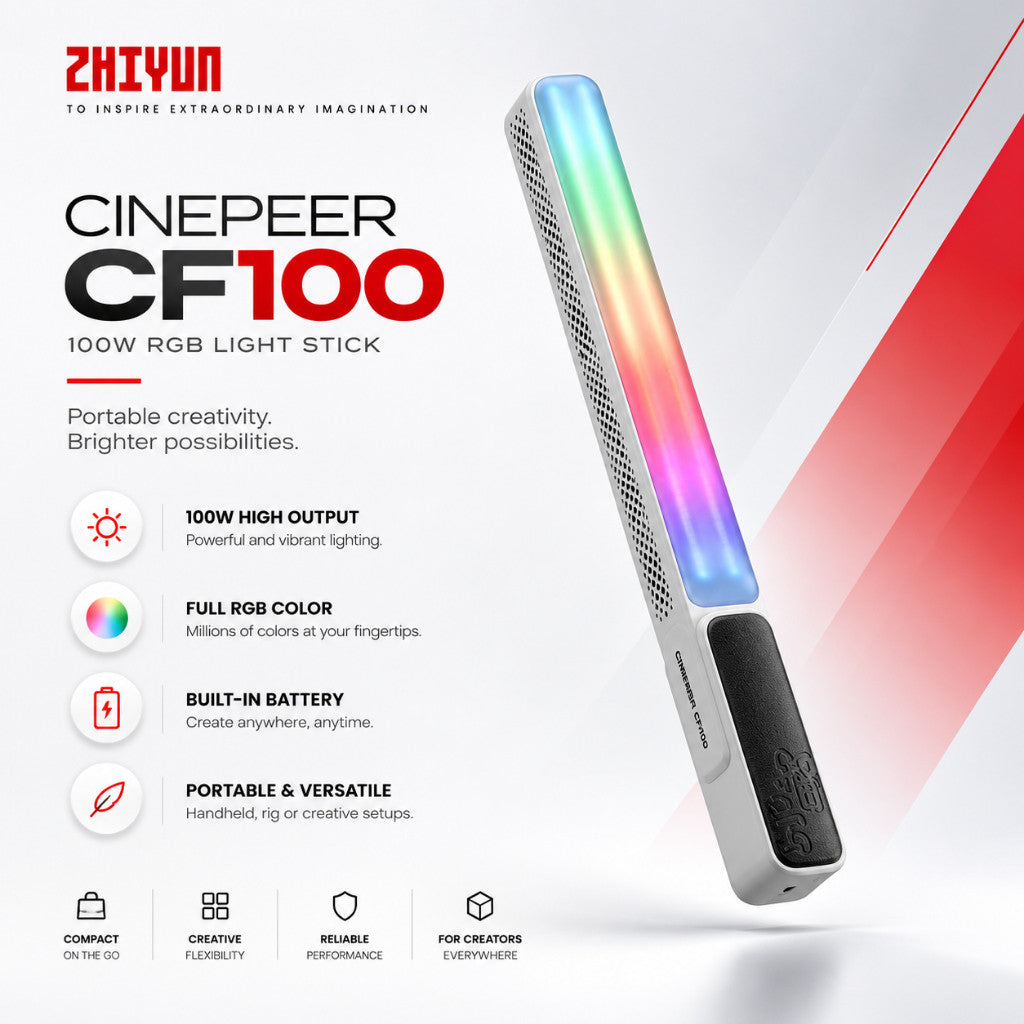 ZHIYUN CINEPEER CF100 100W RGB Light Stick Portable with Built-in Battery