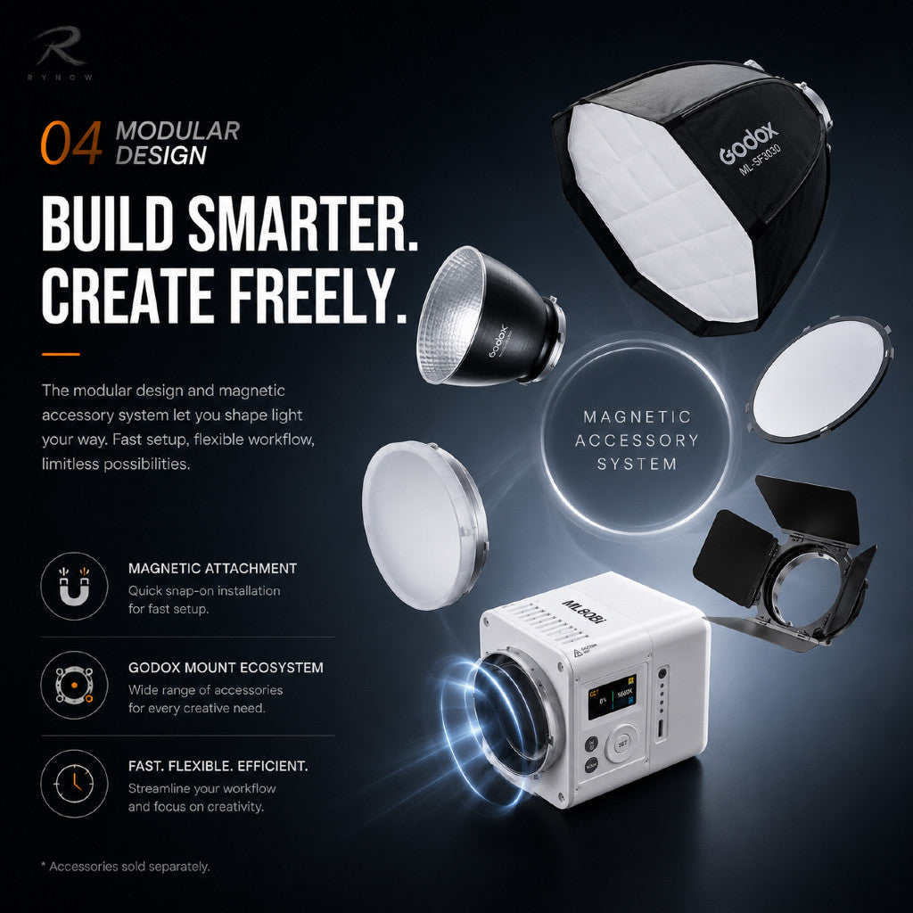 Godox ML80Bi Bi-Color LED Video Light 2800-6500K CRI 96 Portable Battery for Vlog Photography