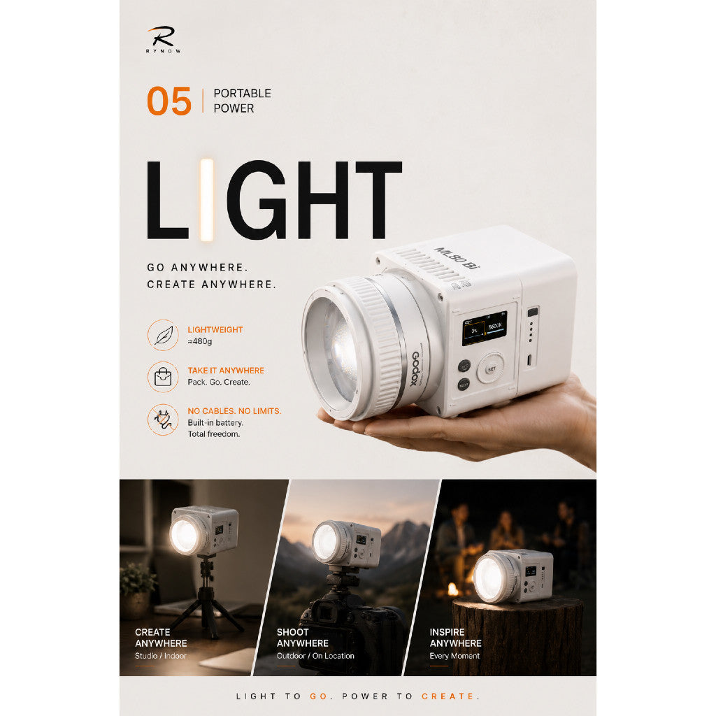 Godox ML80Bi — Portable Bi-Color LED Video Light | 80W, 2800–6500K, CRI96+