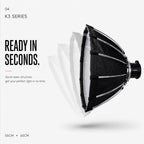 TRIOPO K3-55/65cm Quick Release Deep Octa Softbox 55/65cm Bowens Mount Portable Parabolic Soft Light