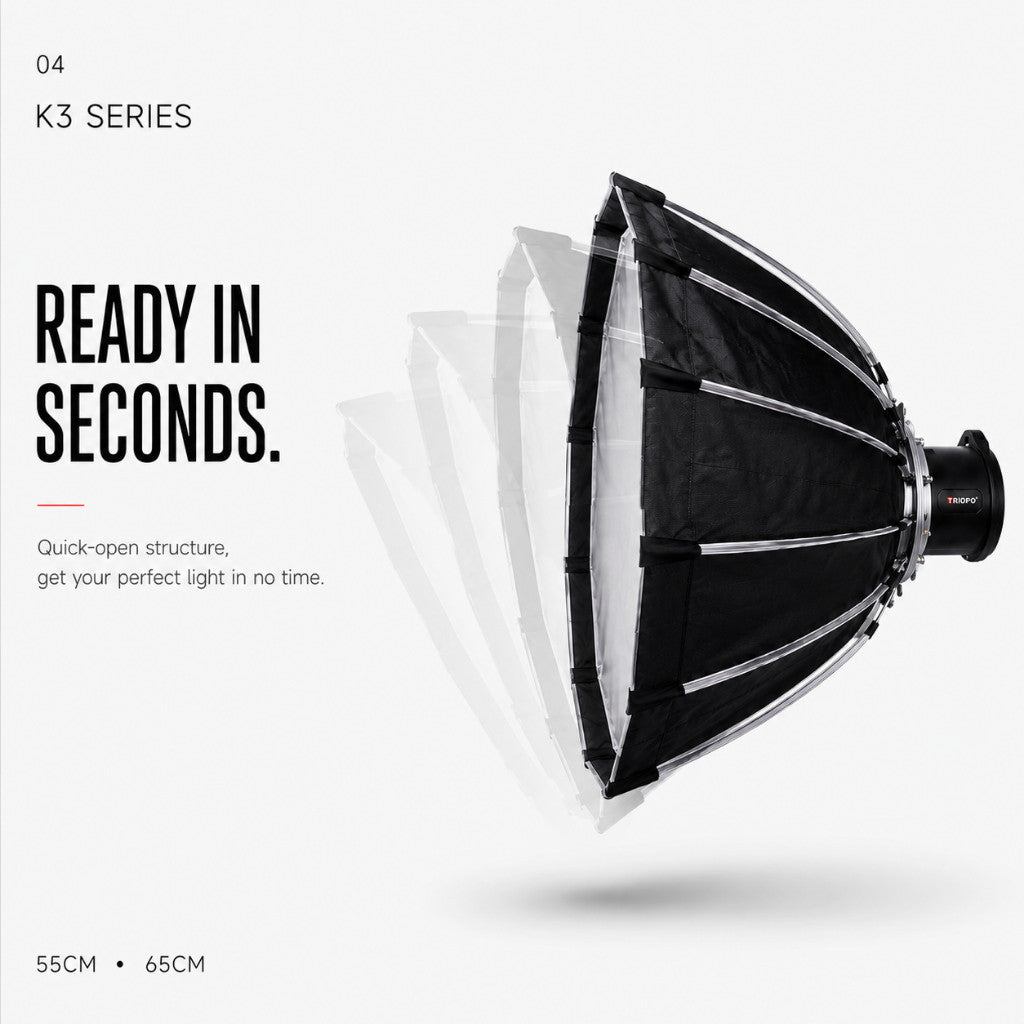 TRIOPO K3-55/65cm Quick Release Deep Octa Softbox 55/65cm Bowens Mount Portable Parabolic Soft Light - Reliable Results