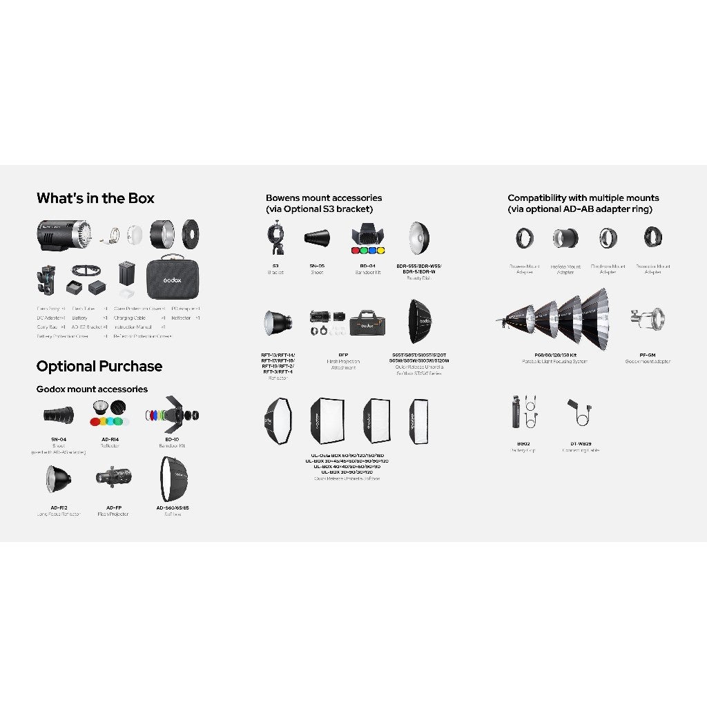 Godox AD300Pro II — Outdoor Flash | 300Ws, TTL, HSS 1/8000s, Portable