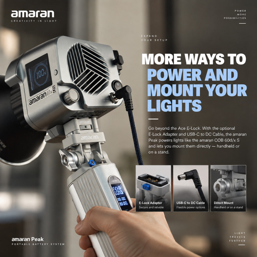 amaran Peak 86.4Wh Portable Battery System 170W USB-C PD Fast Charging Ace E-Lock Cable-Free Power Mount Anywhere