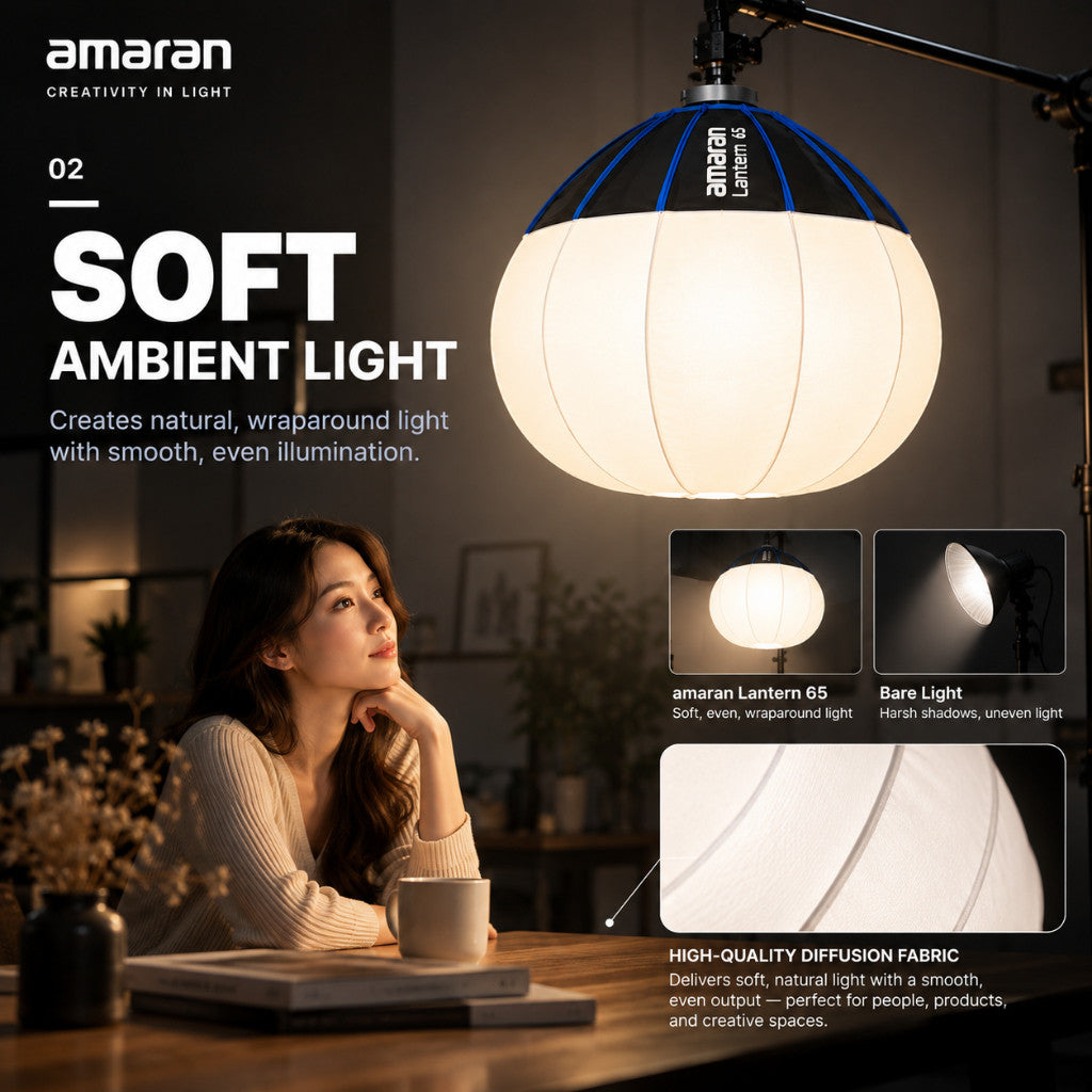 amaran Lantern 65 65cm Omnidirectional Bowens Mount Softbox 360° Soft Ambient Light Quick Press Mount