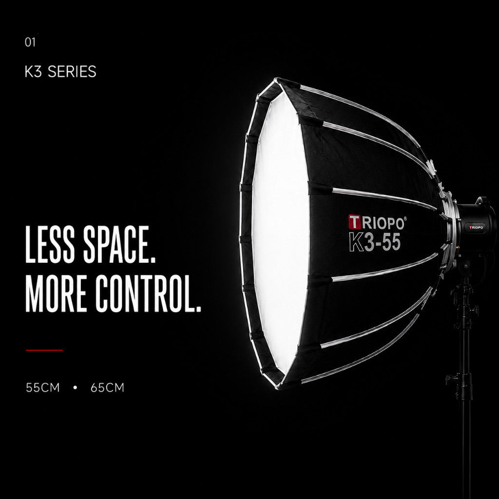 TRIOPO K3-55/65cm Quick Release Deep Octa Softbox 55/65cm Bowens Mount Portable Parabolic Soft Light
