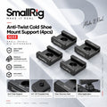SmallRig 5033 Anti-Twist Cold Shoe Mount Support 4pcs 1/4"-20 for Camera Cage Light Microphone Monitor