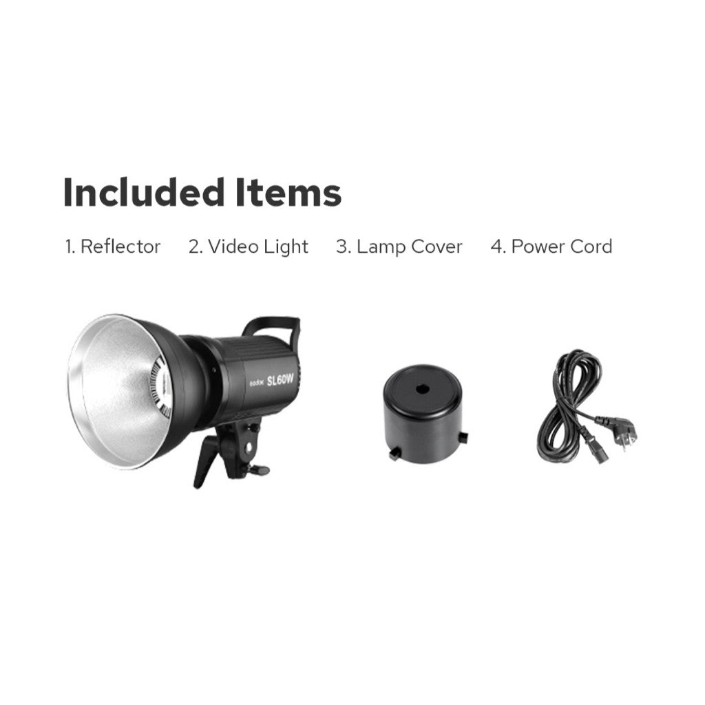 Godox SL60W LED Video Light 60W COB Continuous Studio Light Bowens Mount CRI95+ for Photography