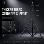RYNOW 2.8m Professional Light Stand Foldable Photography Tripod with Spring Buffer