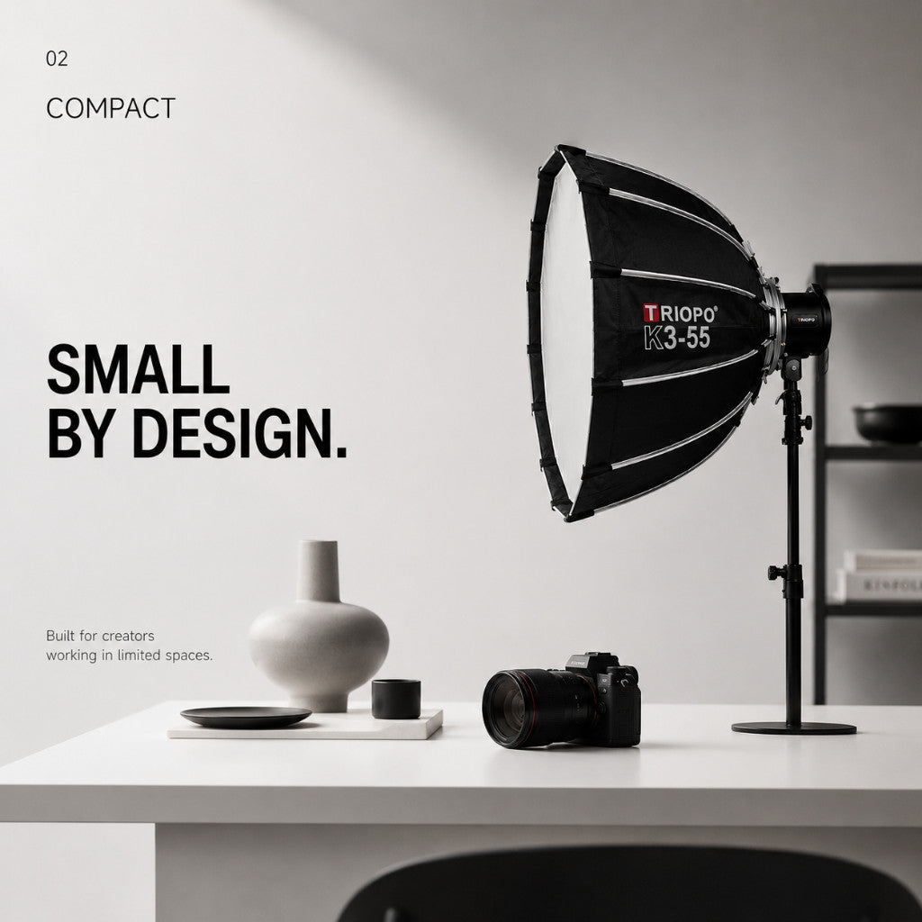 TRIOPO K3-55/65cm Quick Release Deep Octa Softbox 55/65cm Bowens Mount Portable Parabolic Soft Light