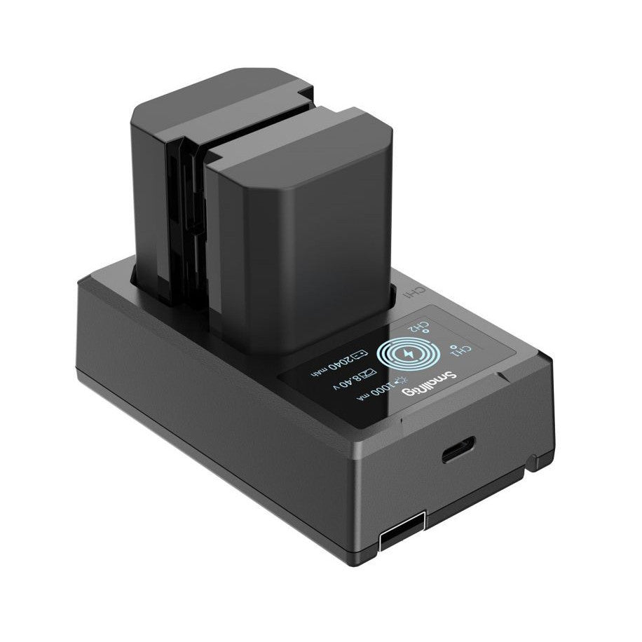 SmallRig NP-FZ100 Camera Battery & Dual Fast Charger Kit 3824B 2040mAh x2 with LCD Display USB-C Charging Kit