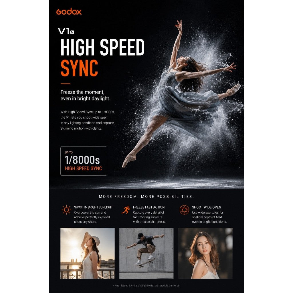Godox V1 - HSS 1/8000s, 2.4G Wireless, Li-ion
