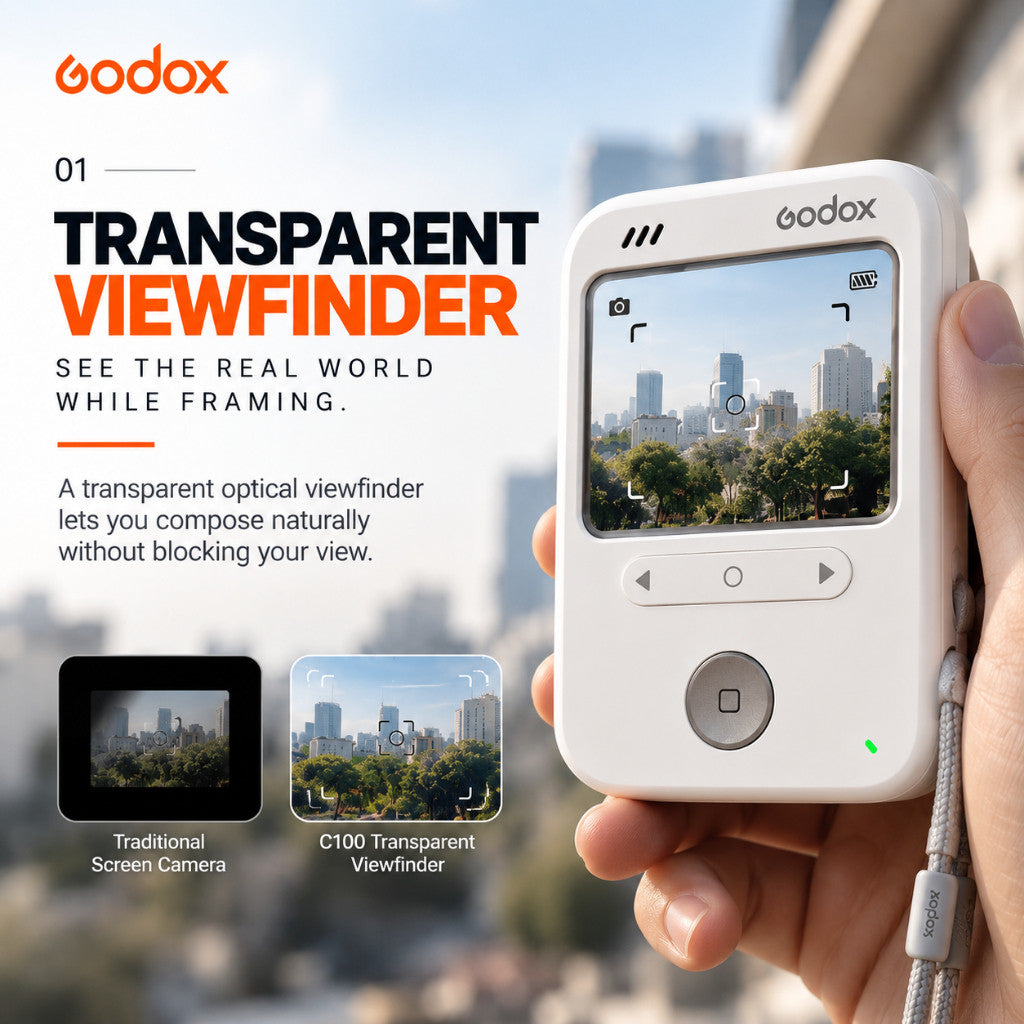 Godox C100 Transparent Viewfinder Camera Pure Optical Viewfinder Center-Weighted Light Metering