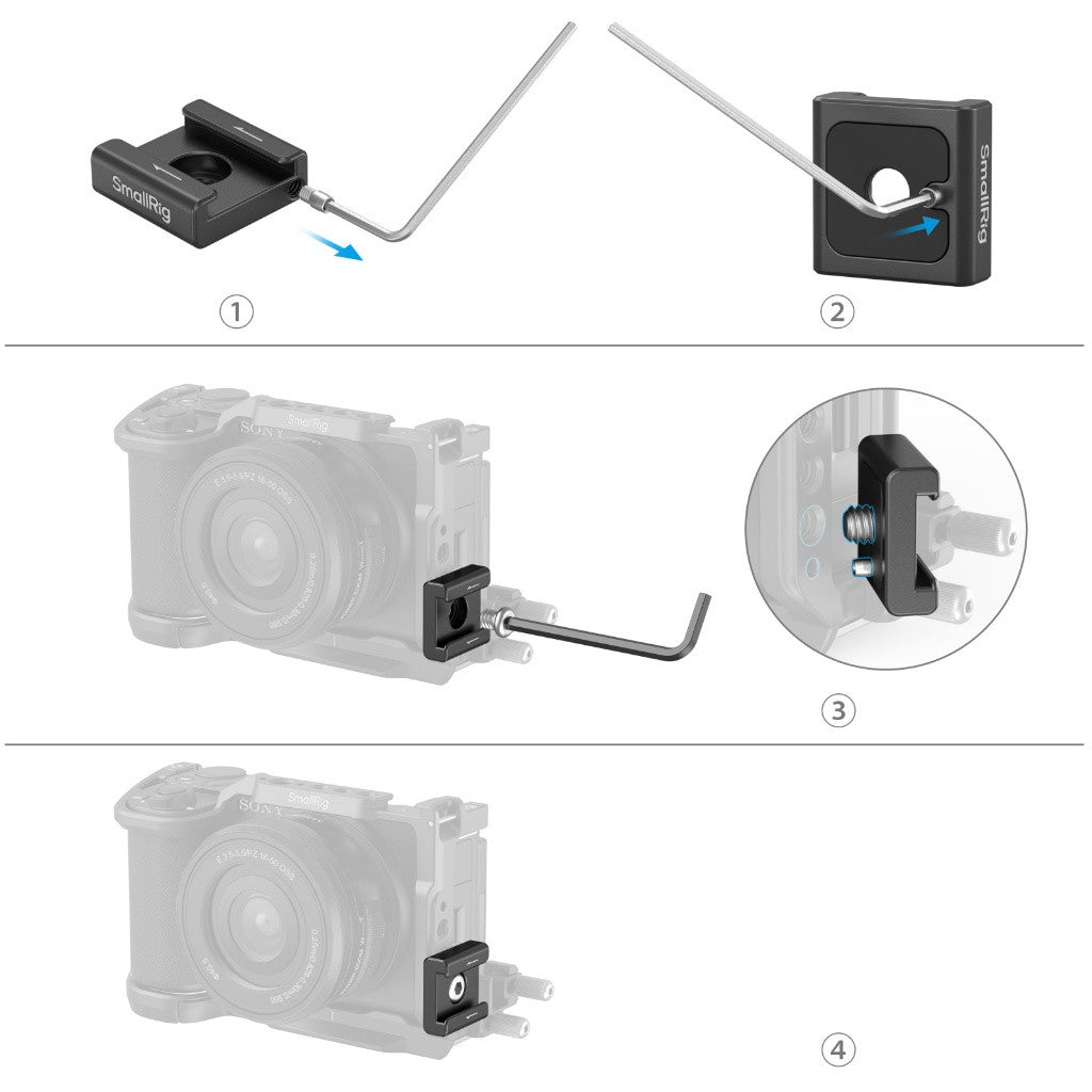SmallRig 5033 Anti-Twist Cold Shoe Mount Support 4pcs 1/4"-20 for Camera Cage Light Microphone Monitor