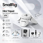 SmallRig 6794 Mini Tripod for Action Cameras｜Auto-Deploy Magnetic Legs｜1/4"-20 Mount｜White