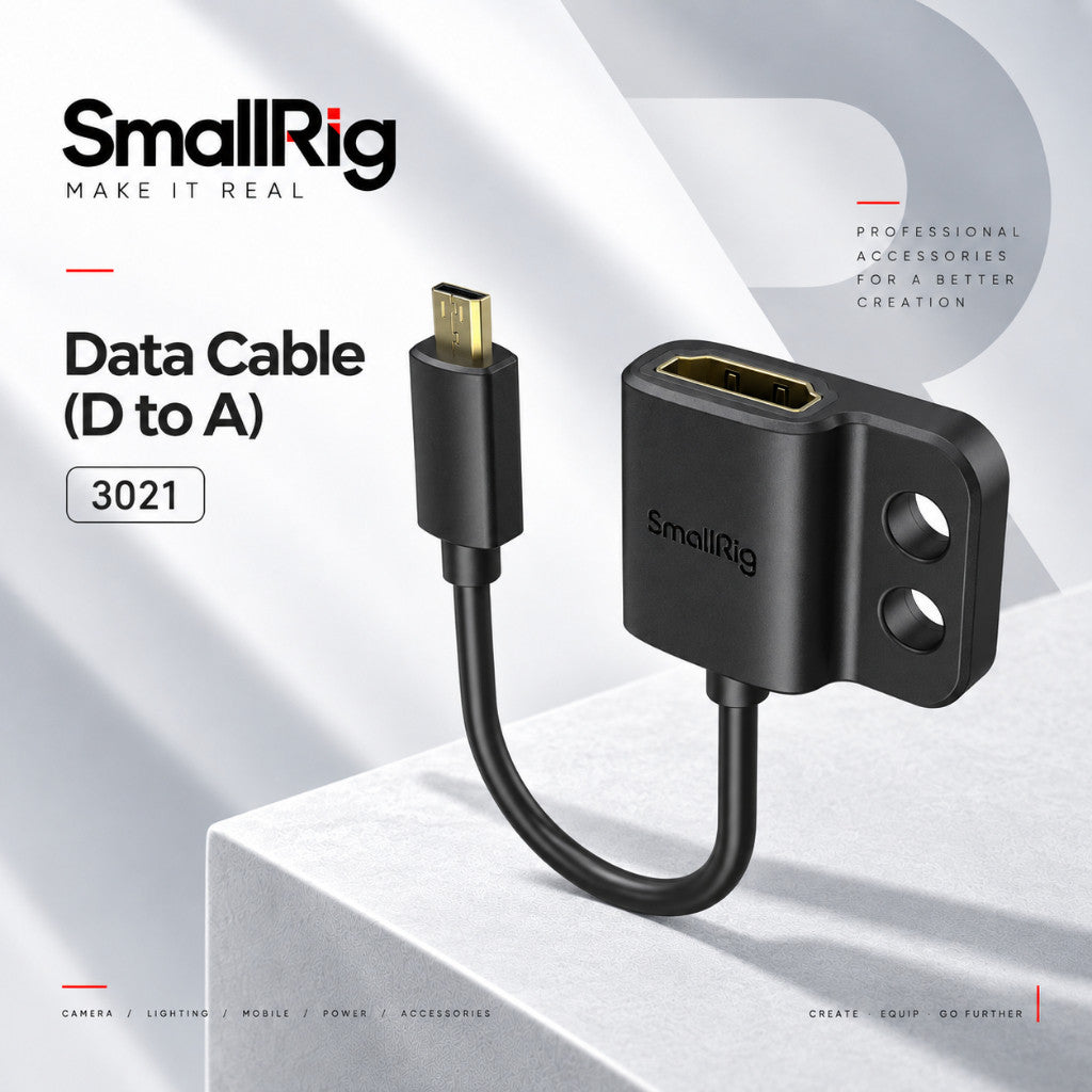 SmallRig 3021 Ultra Slim 4K HDMI Adapter Cable D to A Micro HDMI Type D Male to HDMI Type A Female