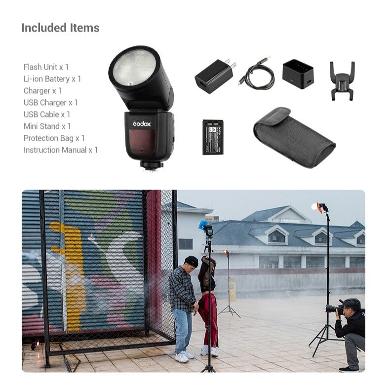 Godox V1 — TTL Round Head Speedlite | HSS 1/8000s, 2.4G Wireless, Li-ion