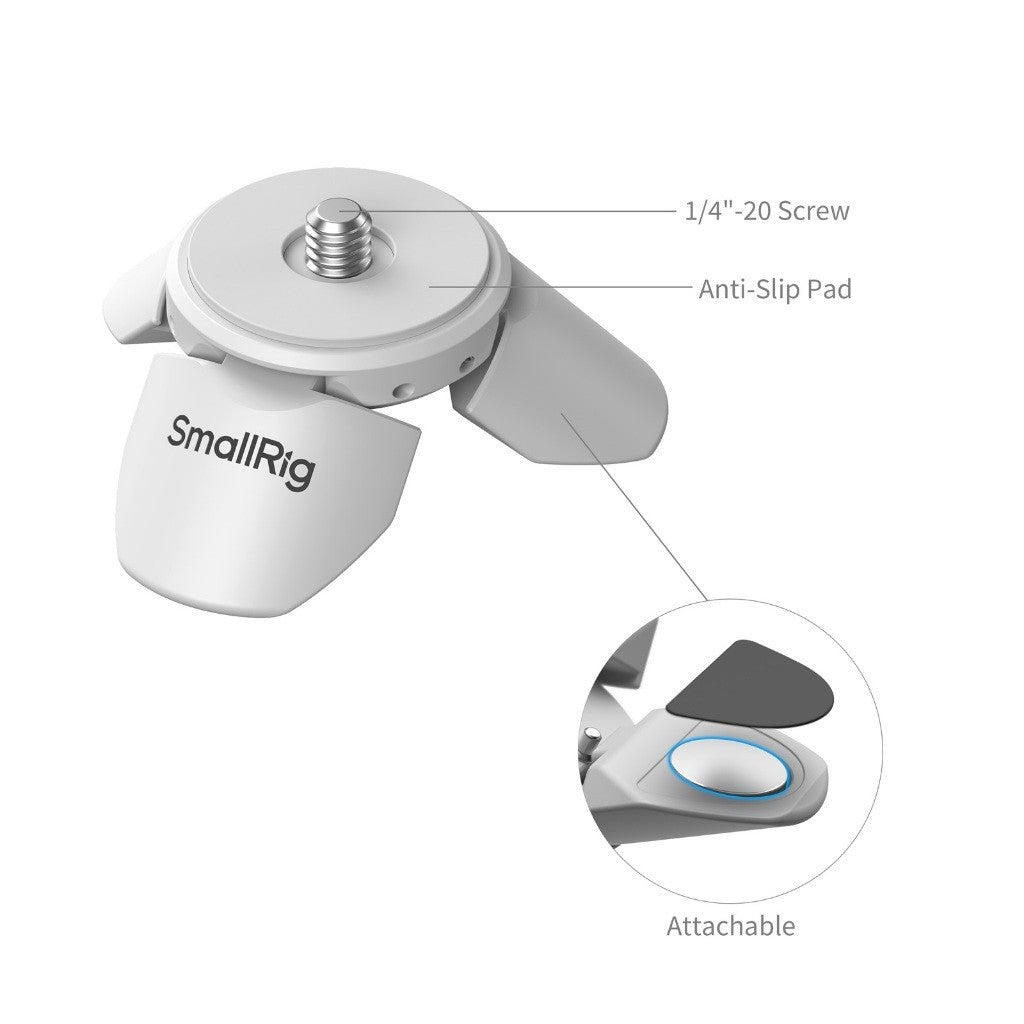 SmallRig 6794 Mini Tripod for Action Cameras｜Auto-Deploy Magnetic Legs｜1/4"-20 Mount｜White
