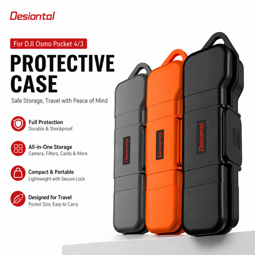 Protective Storage Case for DJI Osmo Pocket 4/3, Shockproof All-in-One Carrying Case with Magnetic Filter Storage