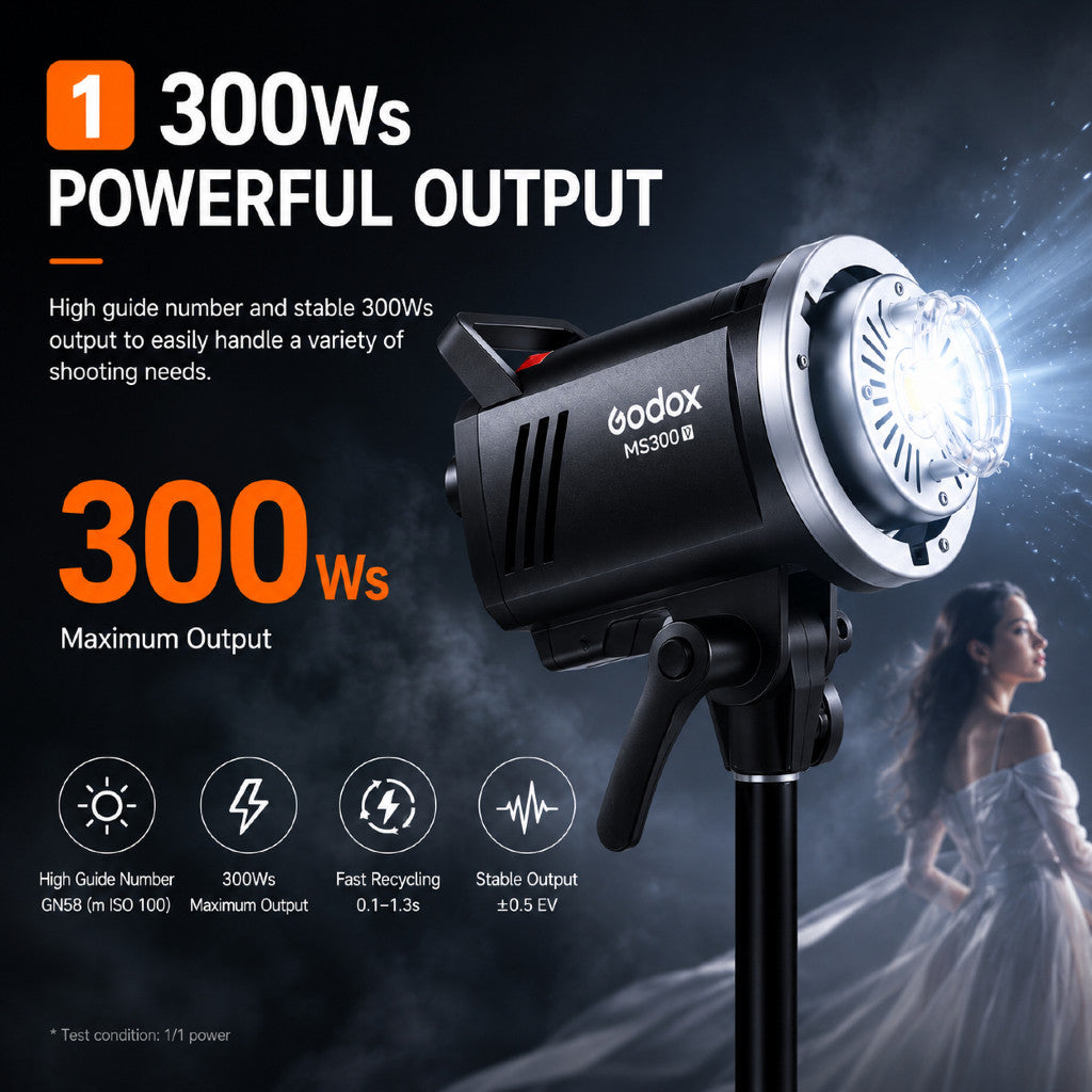 Godox MS300V - 300Ws, LED Modelling Lamp, Bowens Mount