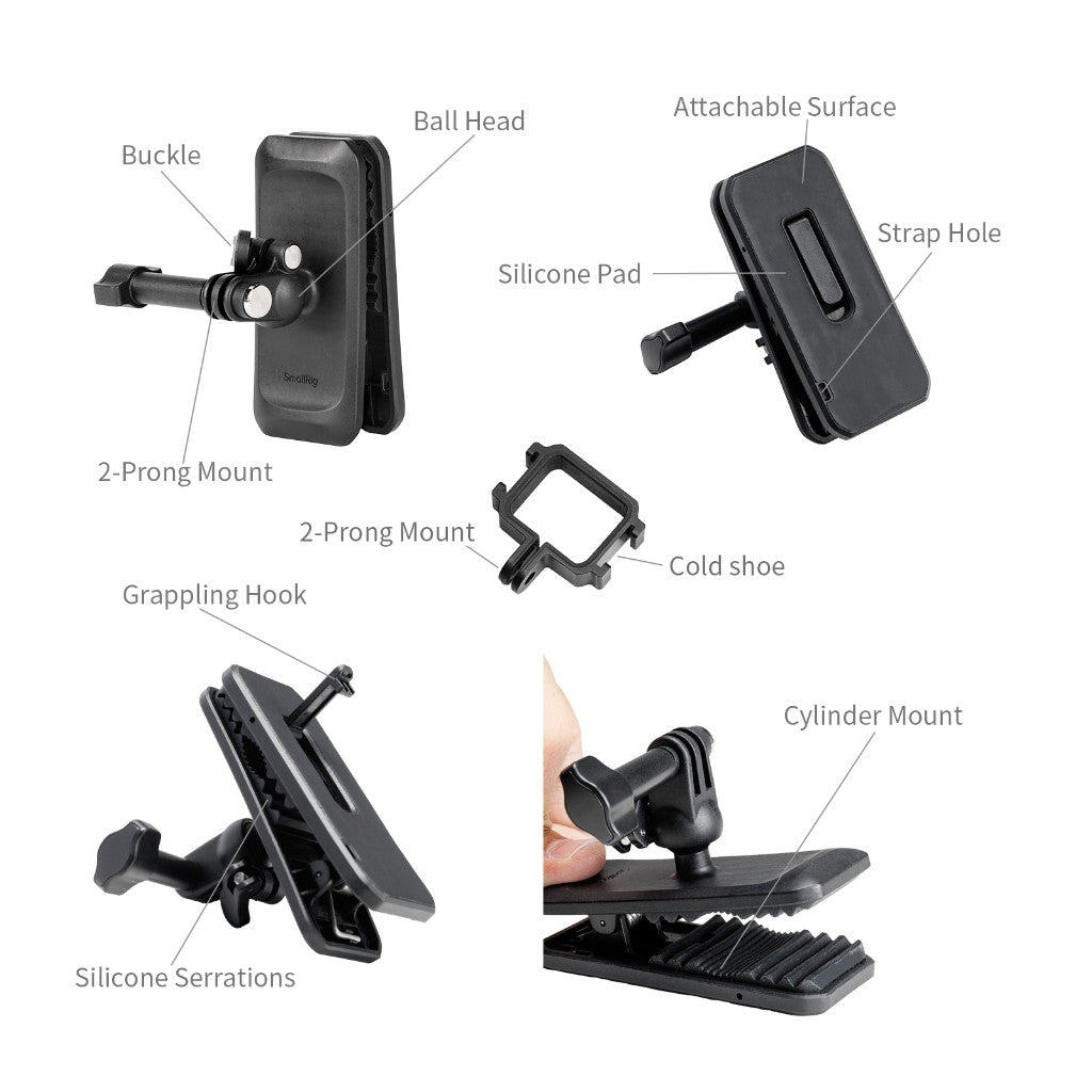 SmallRig 6052 Backpack Strap Clip Mount for DJI Osmo Pocket 4 / 3 Hands-Free POV