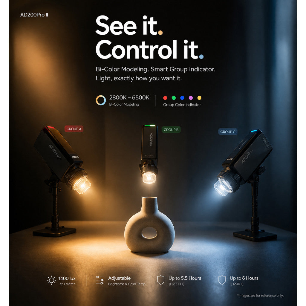 Godox AD200Pro II — Pocket Flash | 200Ws, Bi-Color Modelling, TTL, HSS