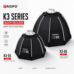 TRIOPO K3-55/65cm Quick Release Deep Octa Softbox 55/65cm Bowens Mount Portable Parabolic Soft Light