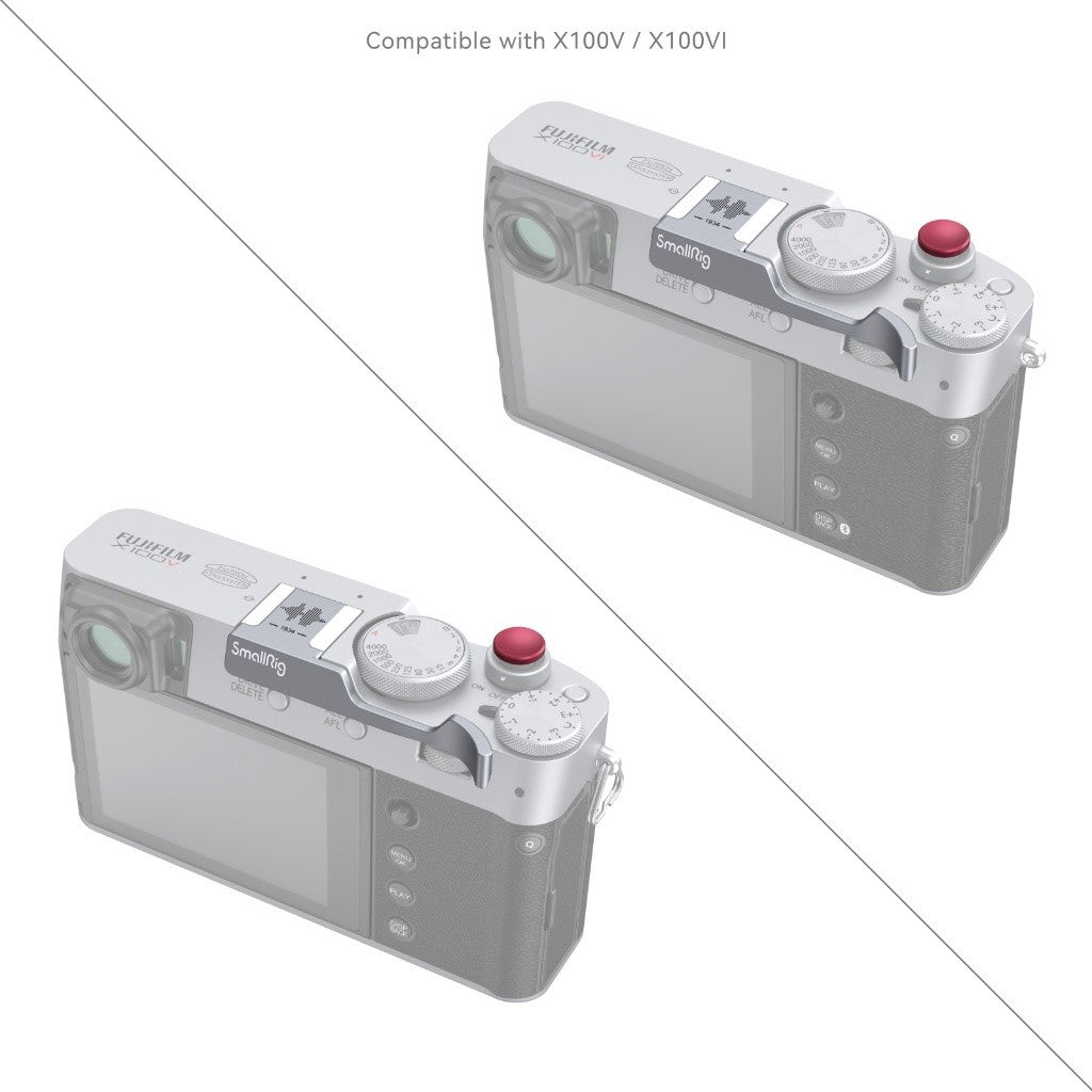 SmallRig 4566 Thumb Grip for FUJIFILM X100VI X100V Silver｜Hot Shoe Mounted Ergonomic Grip