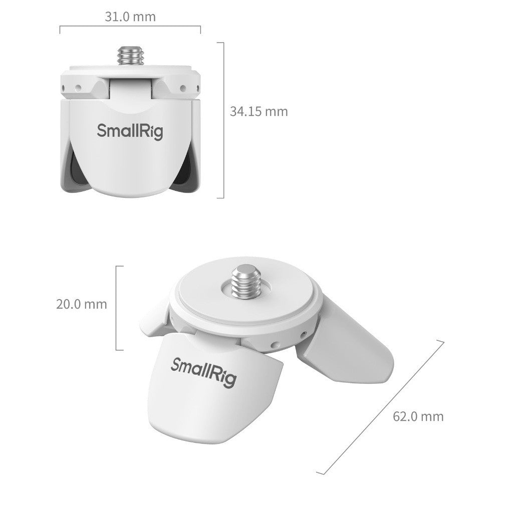 SmallRig 6794 Mini Tripod for Action Cameras｜Auto-Deploy Magnetic Legs｜1/4"-20 Mount｜White