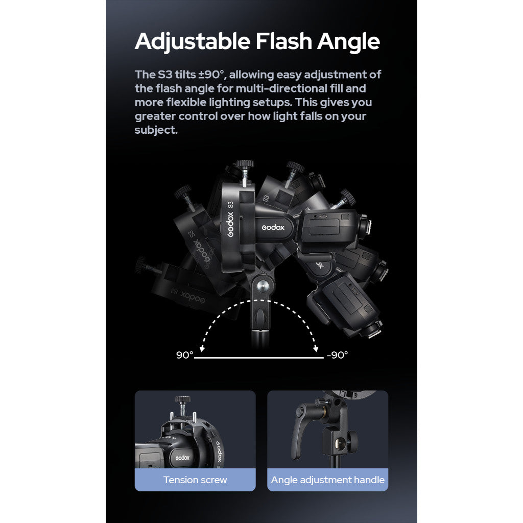 Godox S3 — Speedlite Bracket with Bowens Mount Adapter | Universal Flash Holder