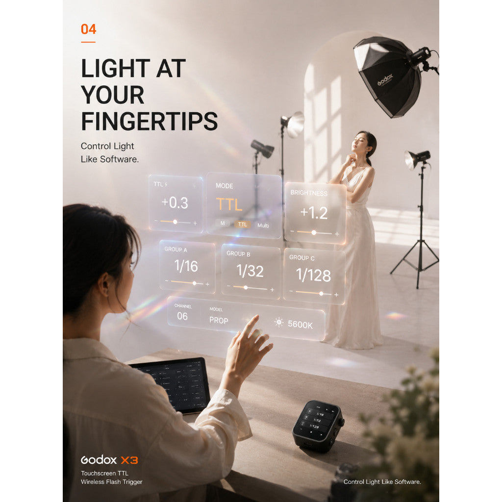 Godox X3 Touchscreen TTL Wireless Flash Trigger 2.4G HSS Transmitter for Canon Nikon Sony Fuji - Creator Ready
