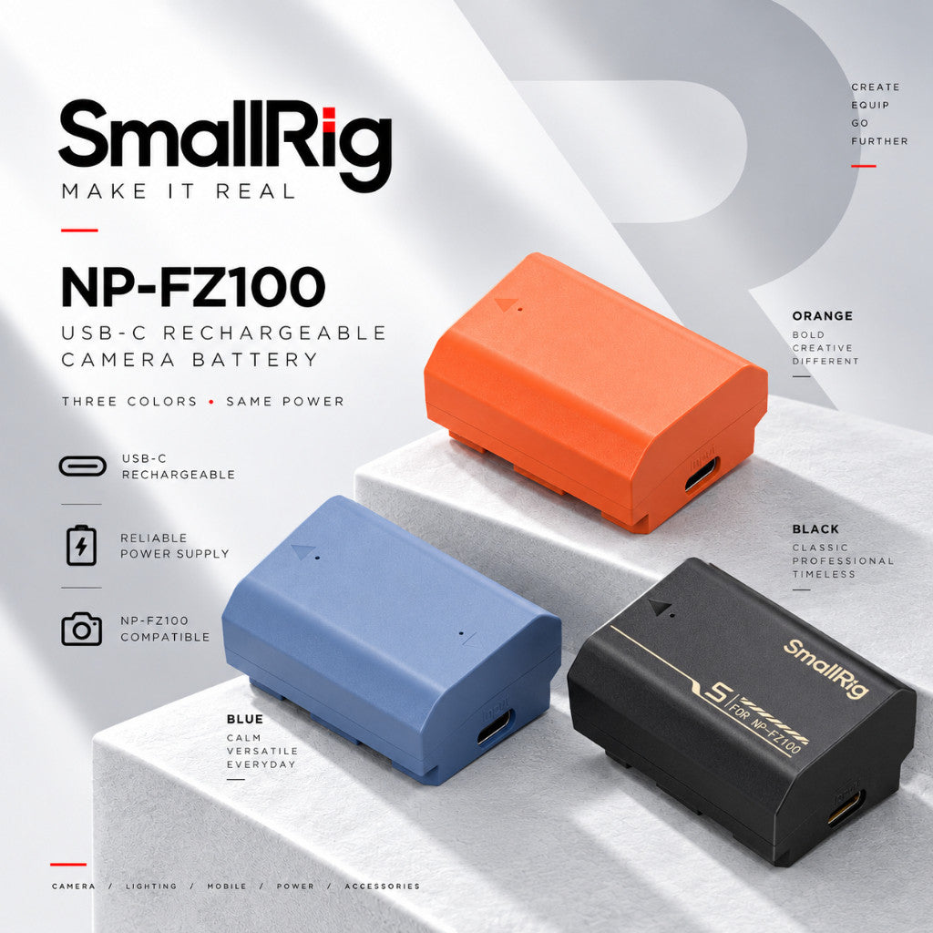 SmallRig NP-FZ100 USB-C Rechargeable Camera Battery 2400mAh for Sony Cameras Orange 4969