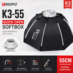 TRIOPO K3-55/65cm Quick Release Deep Octa Softbox 55/65cm Bowens Mount Portable Parabolic Soft Light
