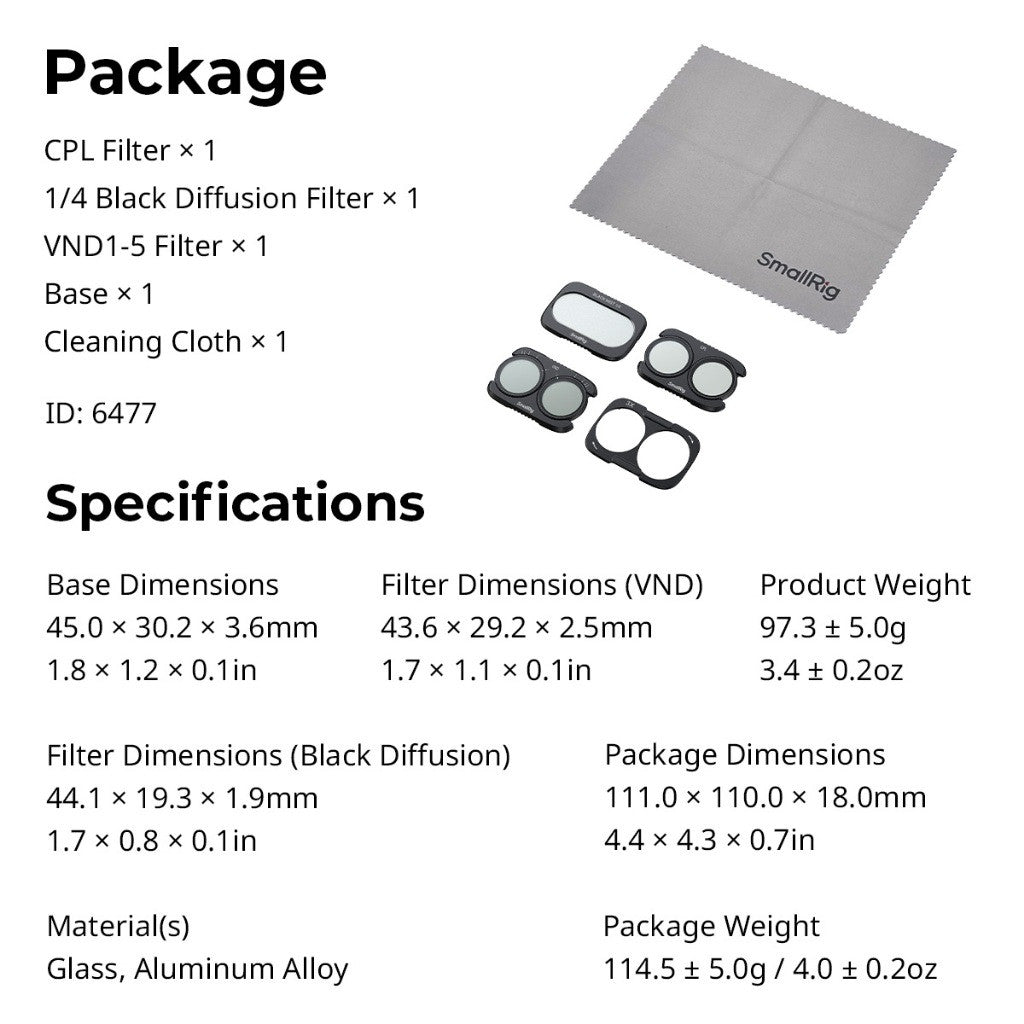 SmallRig Split Filter Kit for DJI Osmo Pocket 4P 6477